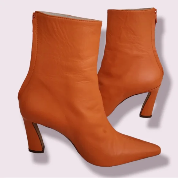 Kalda 80mm Fory Leather Ankle Boots Orange - Picture 4 of 10